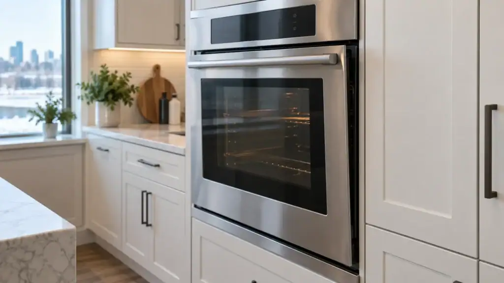 oven door won't close, with a misaligned electric oven hinge ready for inspection.